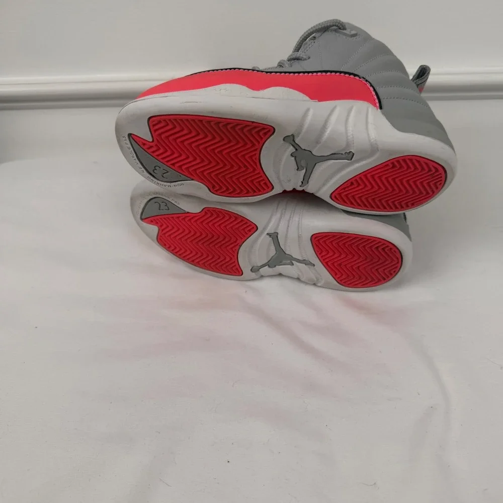 Nike Air Jordan 12 Retro Wolf Grey Racer Pink Kids Shoes 510816-060 Size 11C